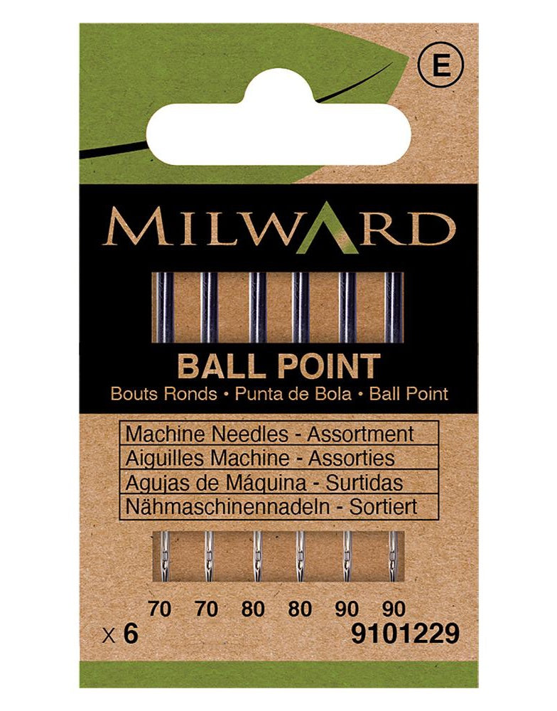 Milward Green Sewing Machine Needles - Ball Point Assorted Sizes