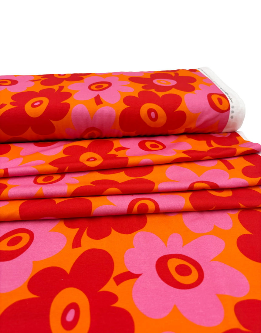 Hot Bloom Cotton Jersey Fabric