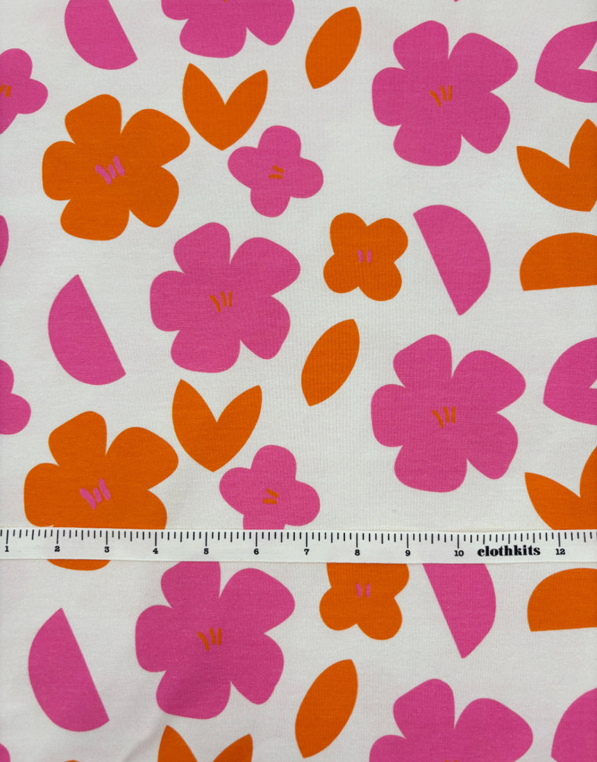 Retro Posy Cotton Jersey Fabric