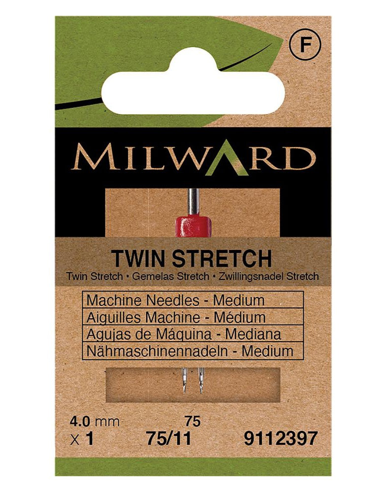 Milward Green Sewing Machine Needle - Twin Stretch 75/11, 4mm