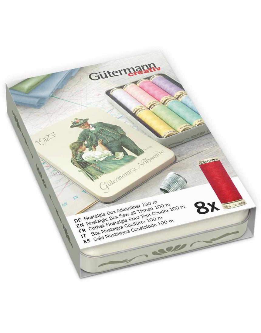 Gutermann Thread Storage Tin ‘1927’ Nostalgic Edition, Sew-All Pastel Shades