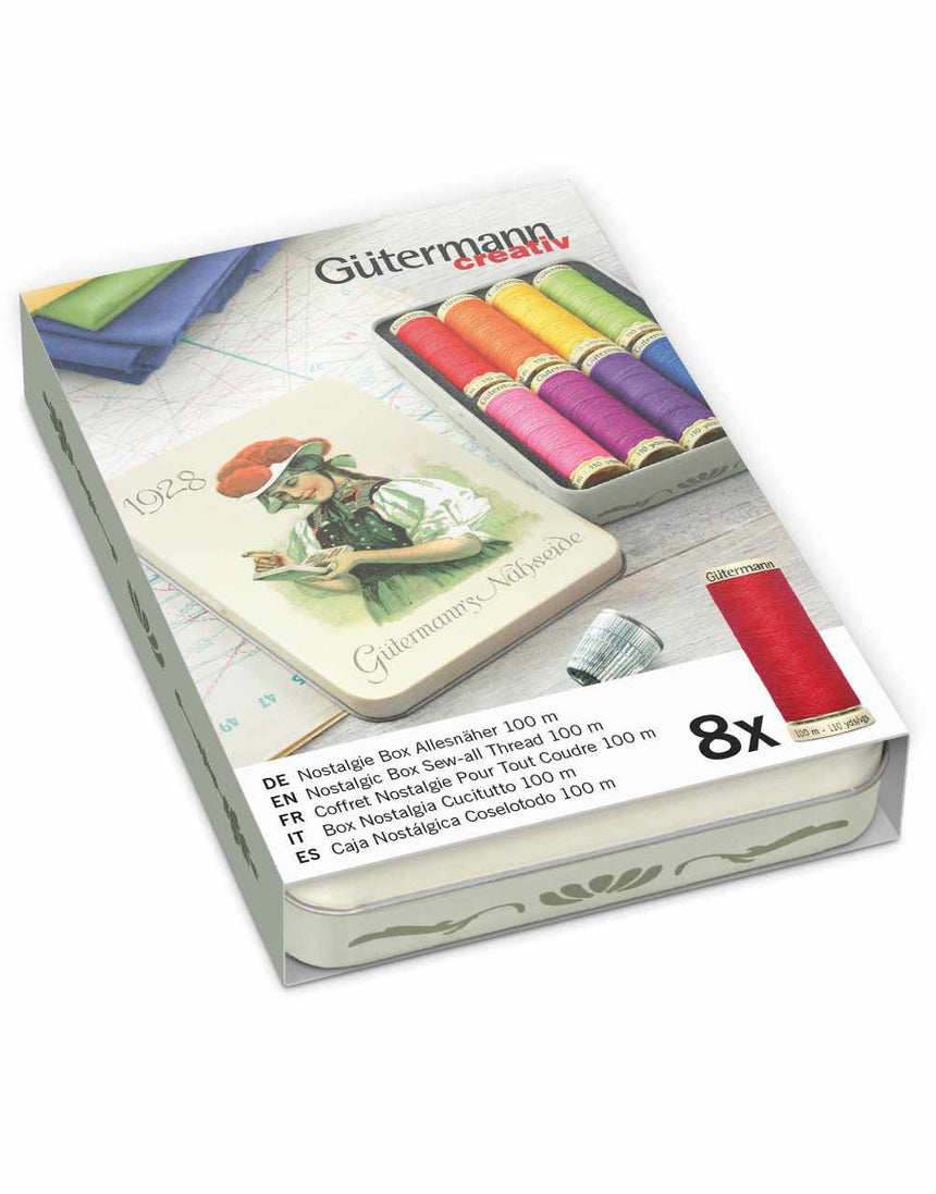 Gutermann Thread Storage Tin ‘1928’ Nostalgic Edition, Sew-All Bright Shades
