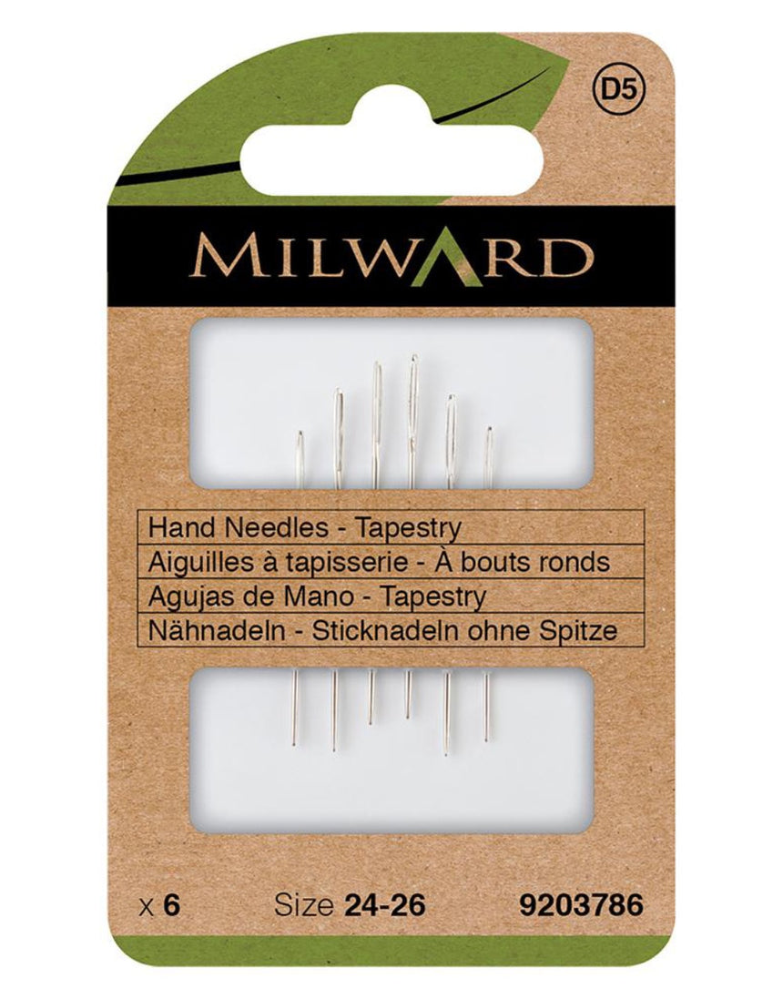 Milward Green Hand Sewing Needles - Tapestry (Size 24-26)