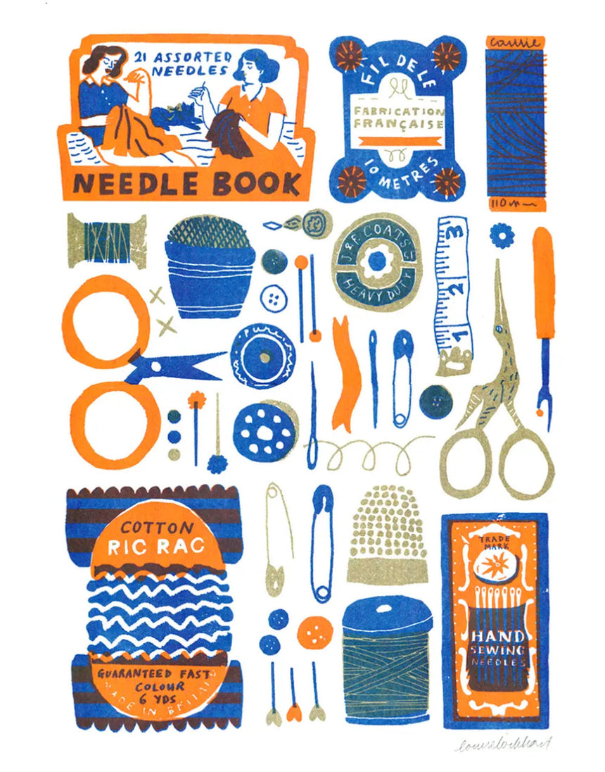 Sewing Collection A3 Riso Print, Printed Peanut