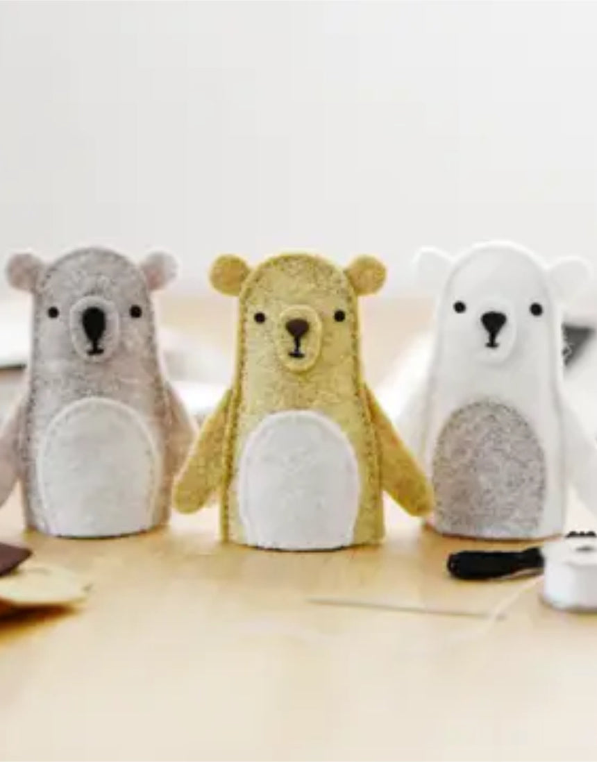 Bear Finger Puppets Felt Craft Sewing Kit, Clara and Macy