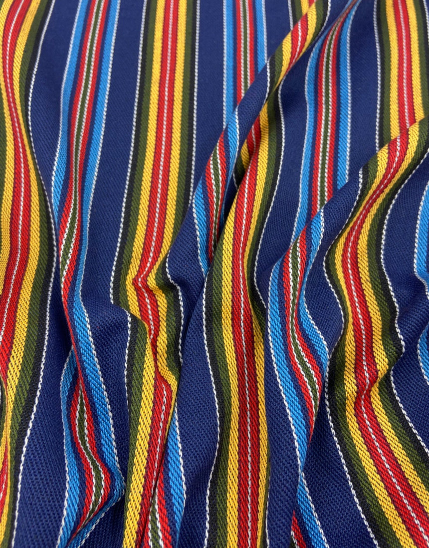 Remnant 1m - Midnight Fiesta Blue Stripe Recycled Jacquard Fabric