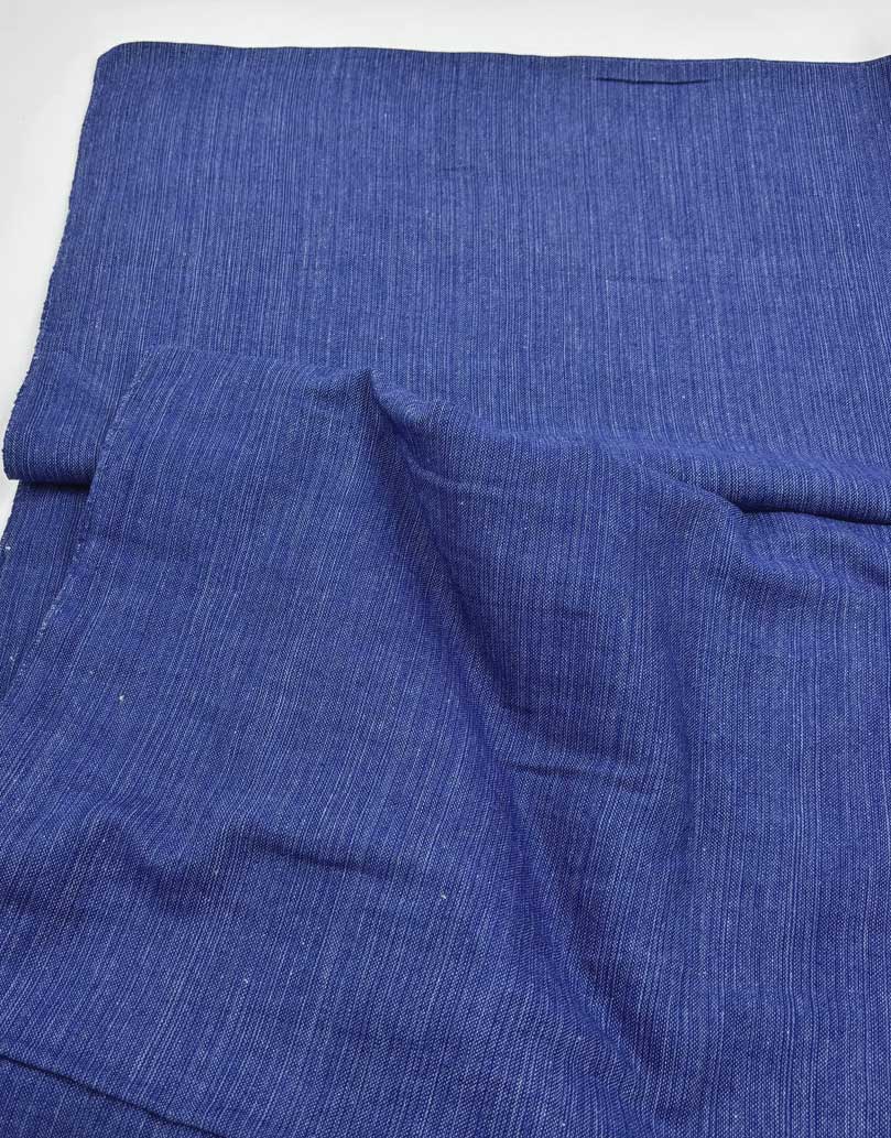 Blue Slub Indian Woven Cotton Fabric