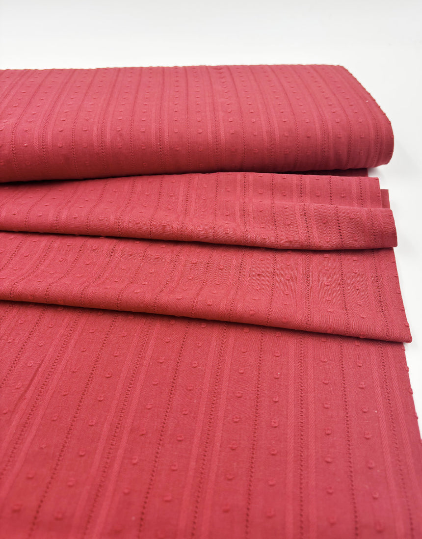Brick Dobby Stripe Cotton Voile, Swiss Knot Fabric