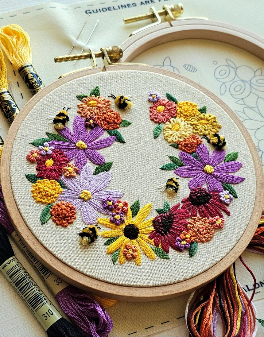 Bumblebee Bouquet Embroidery Kit, Jessica Long Embroidery