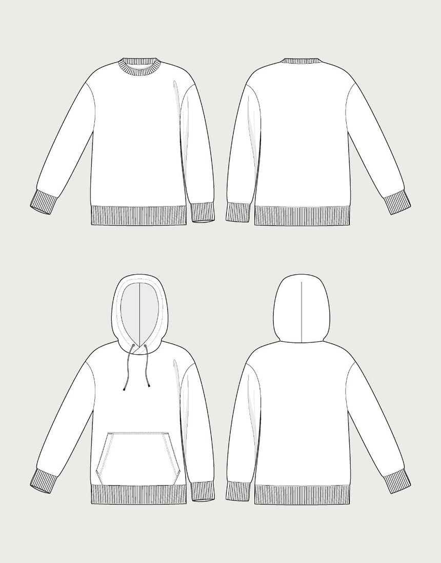 Classic Sweatshirt Unisex Adult & Kids Sewing Pattern, The Assembly Line