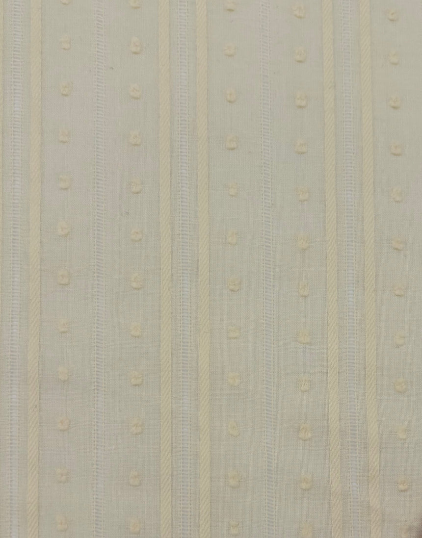 Cream Dobby Stripe Cotton Voile, Swiss Knot Fabric