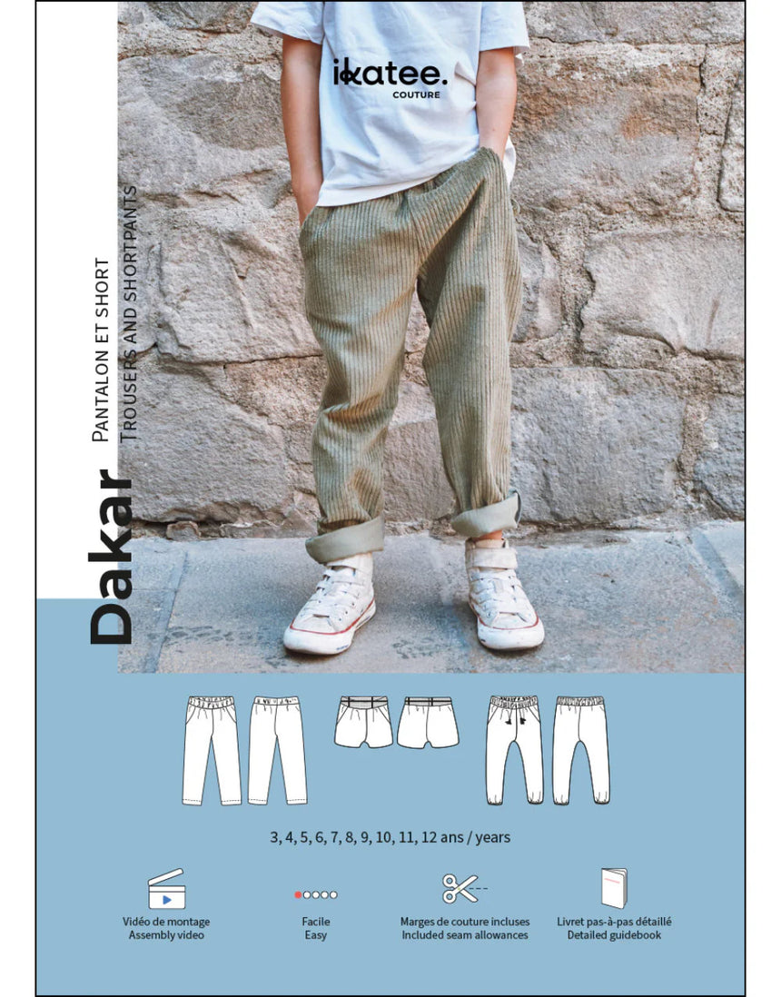 Dakar Trousers & Shorts Sewing Pattern (3y - 12y), Ikatee