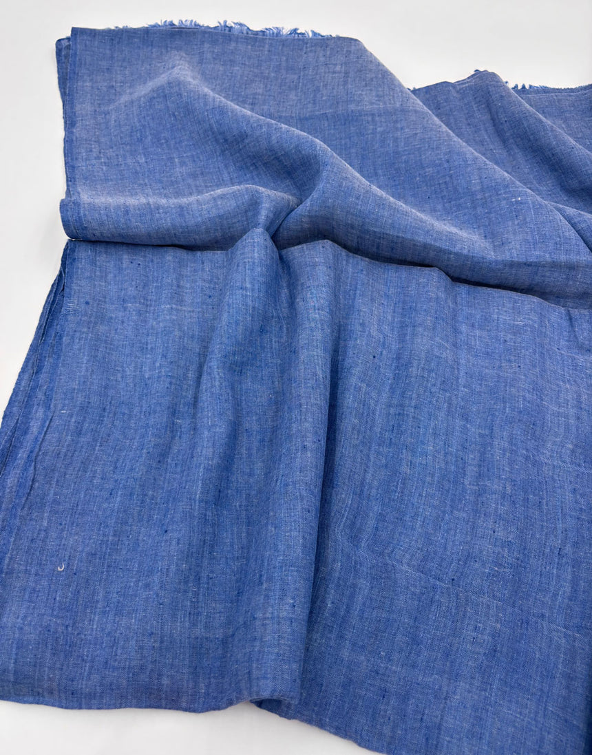 Denim Blue Indian Woven Pure Linen Fabric