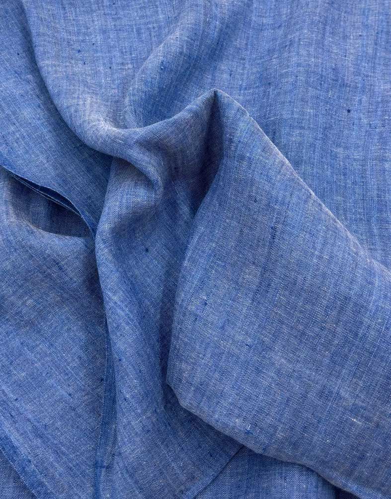 Denim Blue Indian Woven Pure Linen Fabric