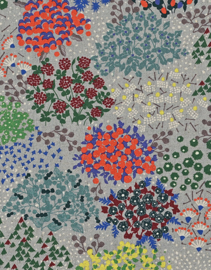 Grey Sketch Japanese Cotton Linen Fabric, Echino