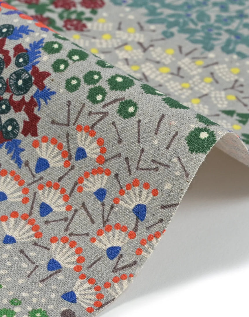 Grey Sketch Japanese Cotton Linen Fabric, Echino