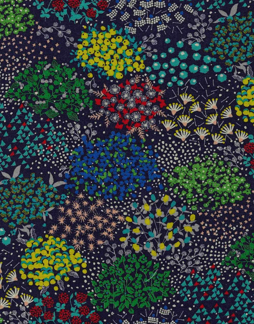 Navy Sketch Japanese Cotton Linen Fabric, Echino