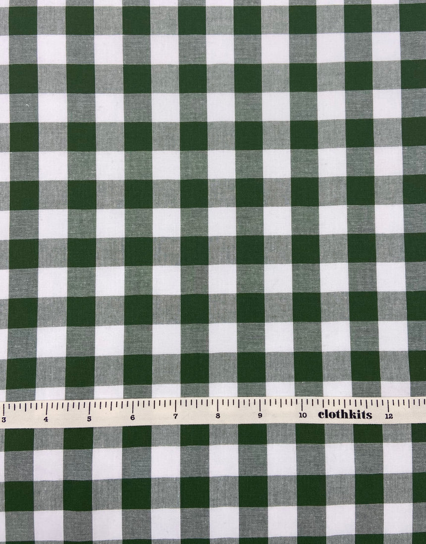 Large Bottle Green Yarn-Dyed Gingham Cotton Fabric