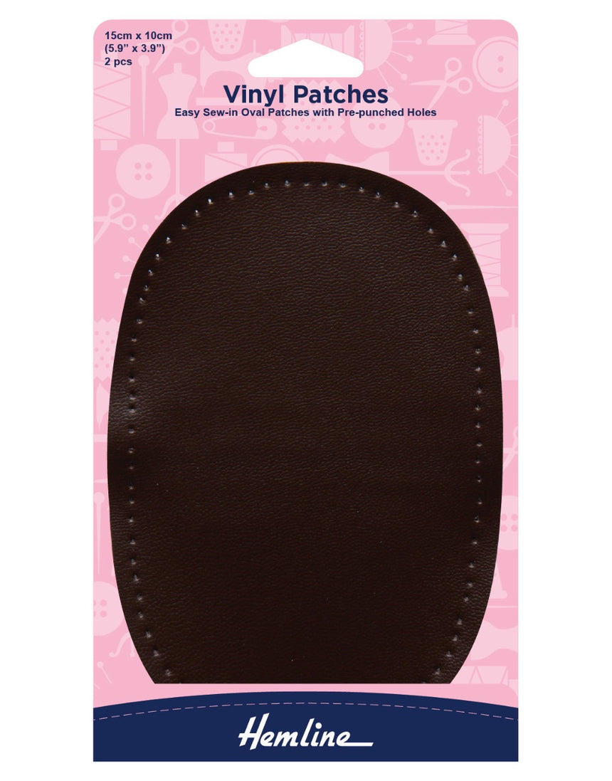 Sew-in Vinyl Patches, Brown