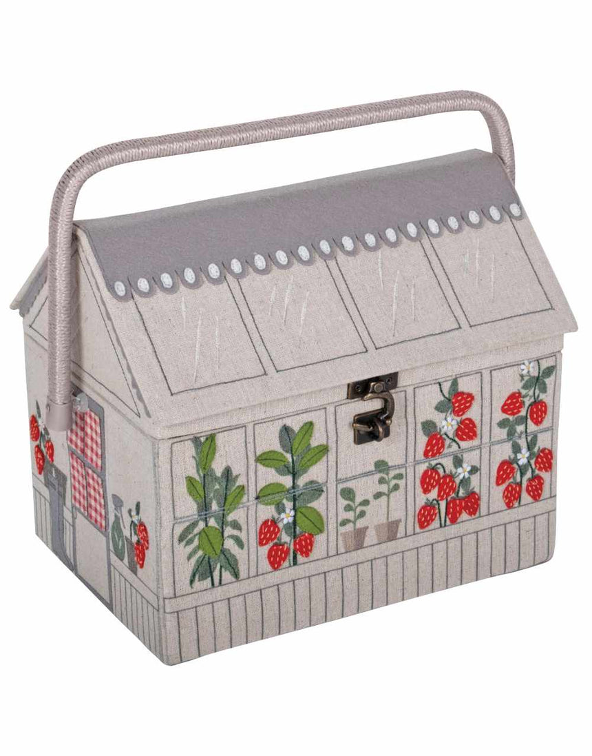 Strawberry Greenhouse Large Sewing Basket Box