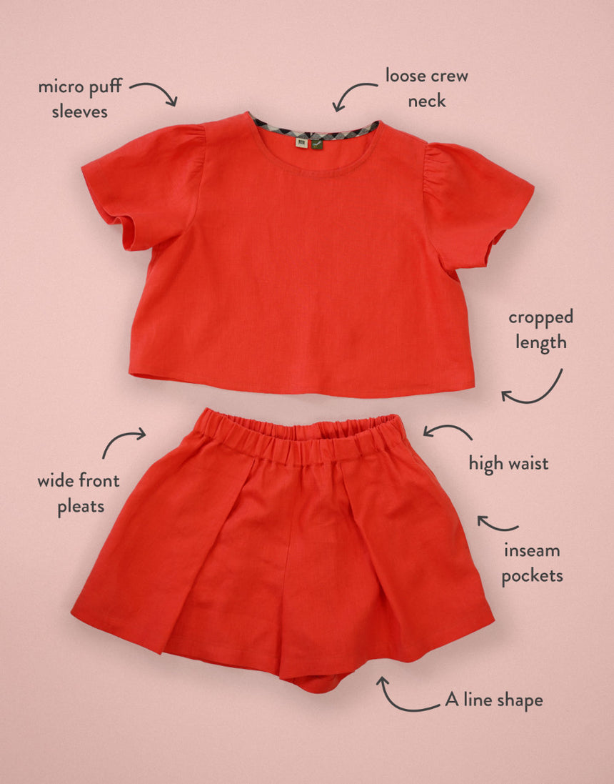 High Tide Top and Shorts PDF Immediate Download Sewing Pattern, Matchy Matchy Sewing Club