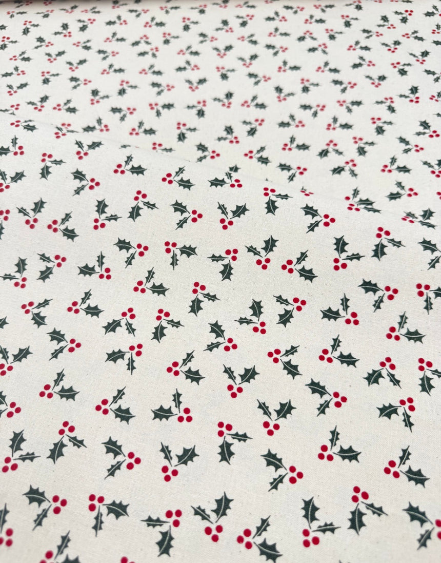 Holly Sprigs Christmas Cotton Fabric