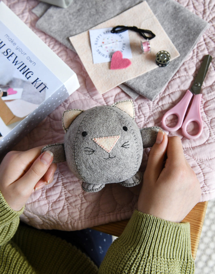Kitten Beginner's Felt Craft Sewing Kit, Clara and Macy