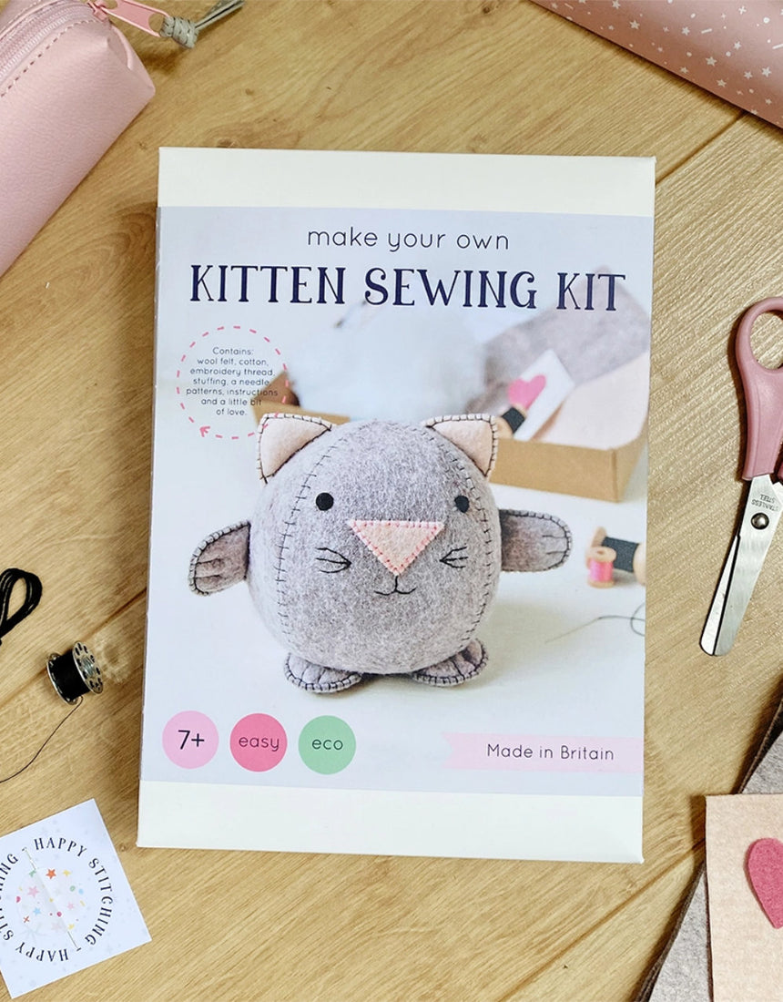 Kitten Beginner's Felt Craft Sewing Kit, Clara and Macy