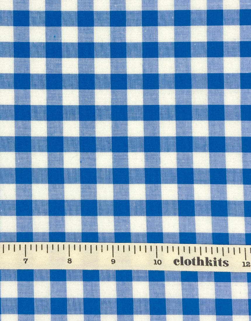 Large Royal Blue Yarn-Dyed Gingham Cotton Fabric
