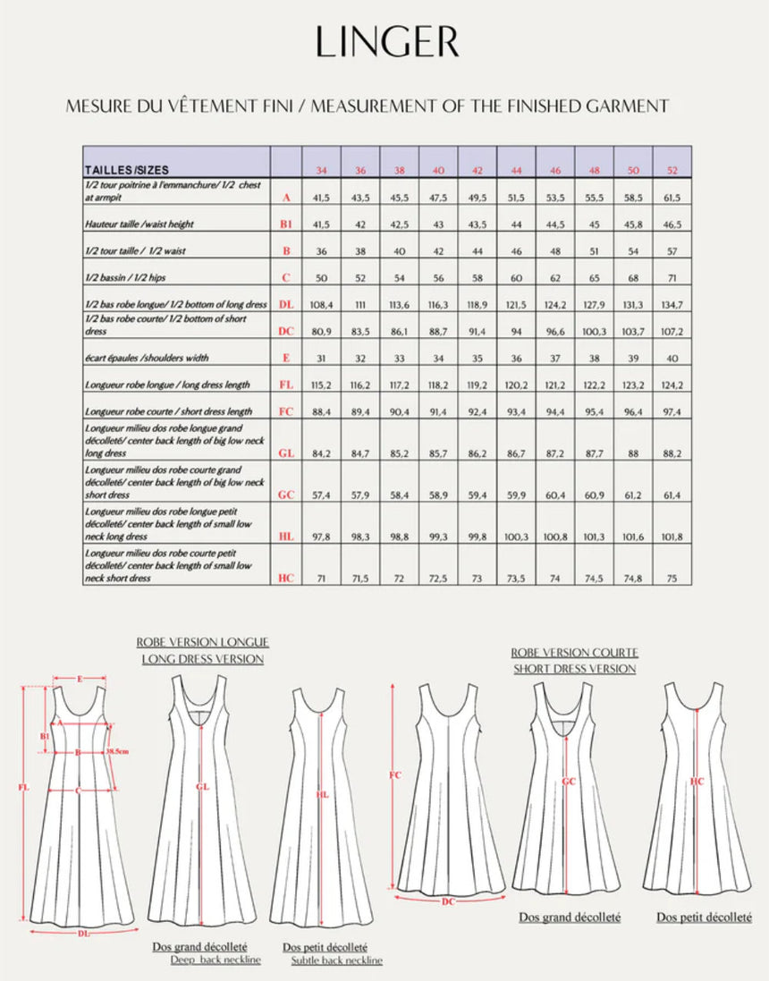 Linger Dress Paper Sewing Pattern, Maison Fauve