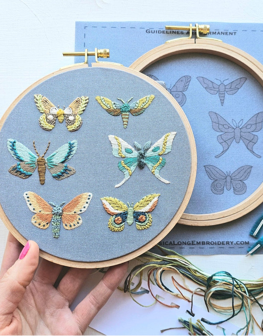 Moth Sampler Embroidery Kit, Jessica Long Embroidery