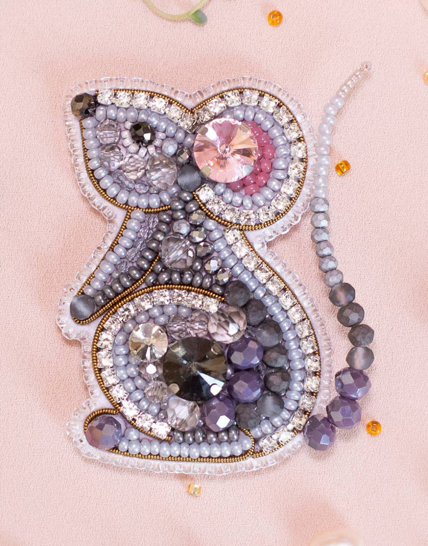 Mouse Beaded Embroidery Brooch/Hanging Decoration Kit