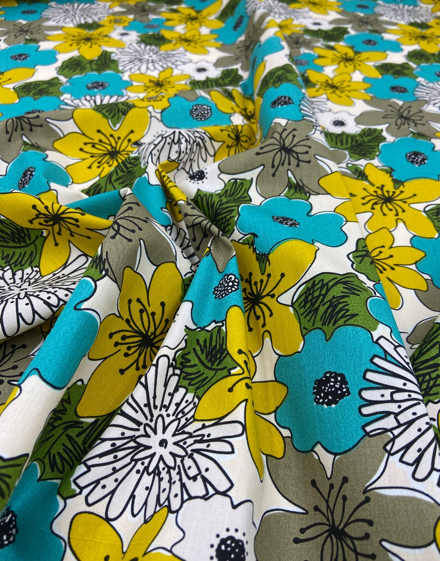 Citrus Petal Burst Cotton Poplin Fabric