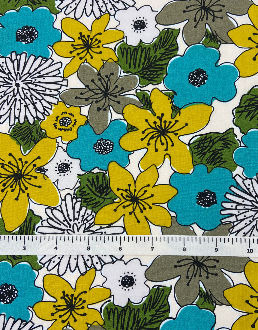 Remnant 1m - Citrus Petal Burst Cotton Poplin Fabric