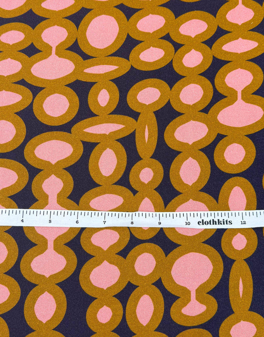 Ochre Links Viscose Fabric, Light & Lush