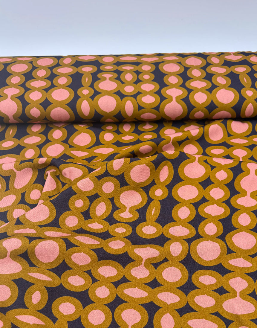 Ochre Links Viscose Fabric, Light & Lush