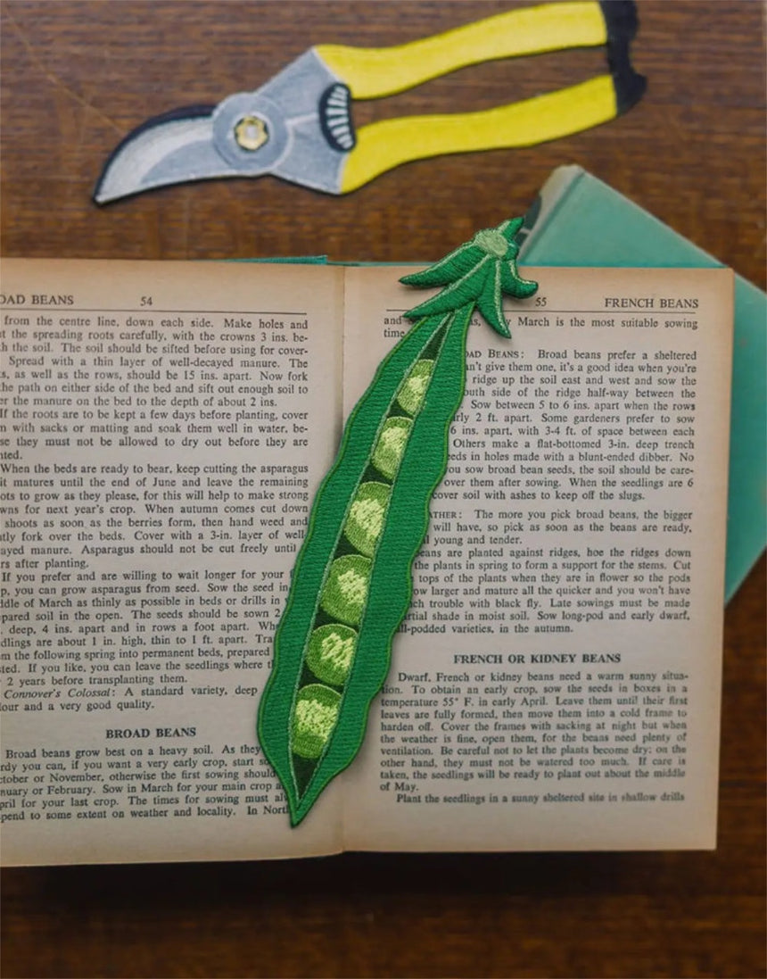 Pea Pod Embroidered Bookmark, Petra Boase