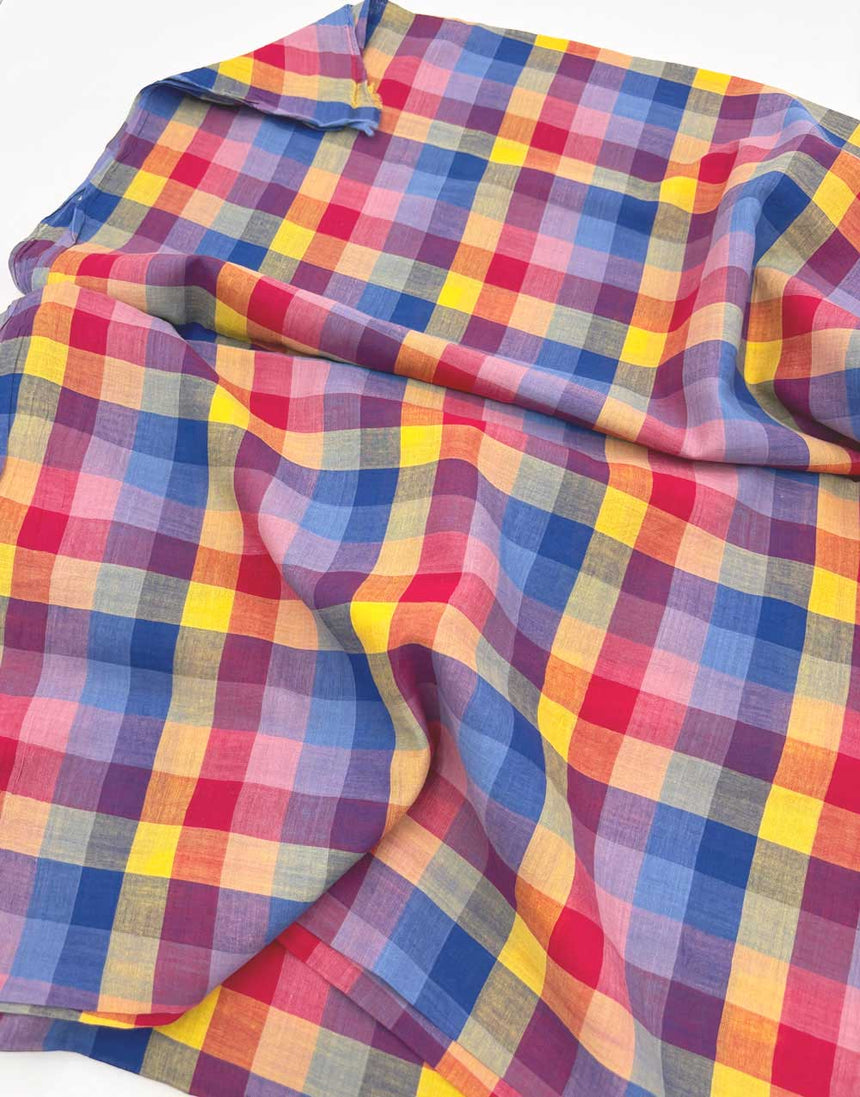Picnic Check Indian Woven Cotton Fabric