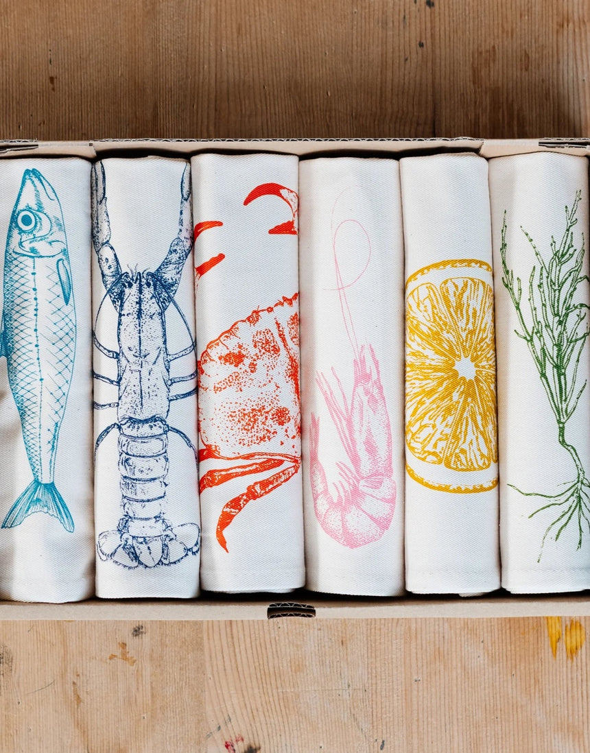 Seafood Napkins set of 6 by Lottie Day