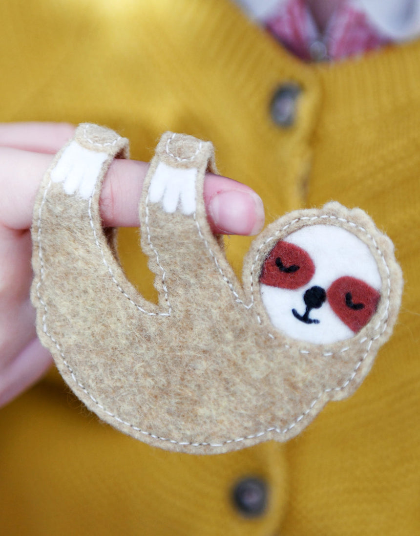 Sloth Finger Puppet Felt Craft Sewing Kit, Clara and Macy