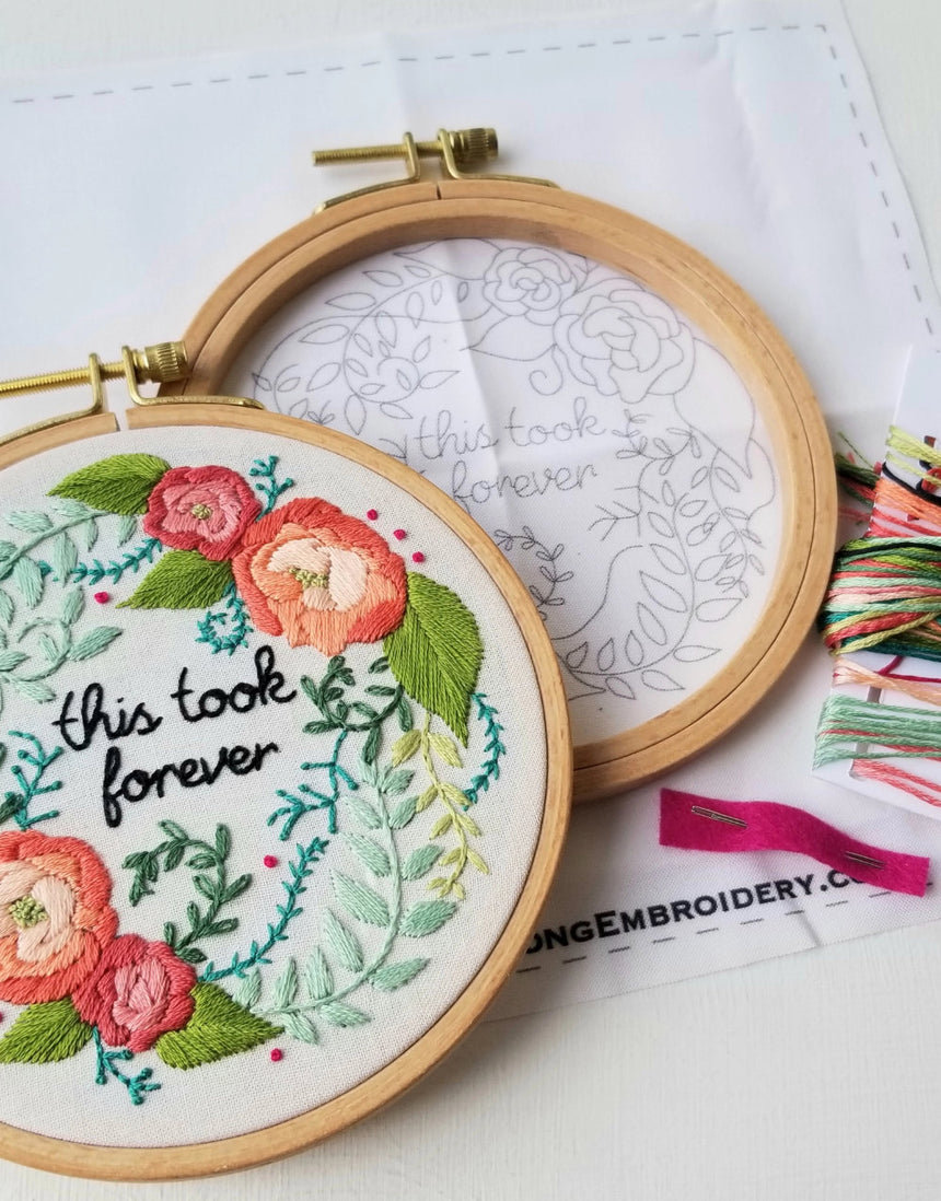 Delicate Roses Beginner Embroidery Kit, Jessica Long Embroidery