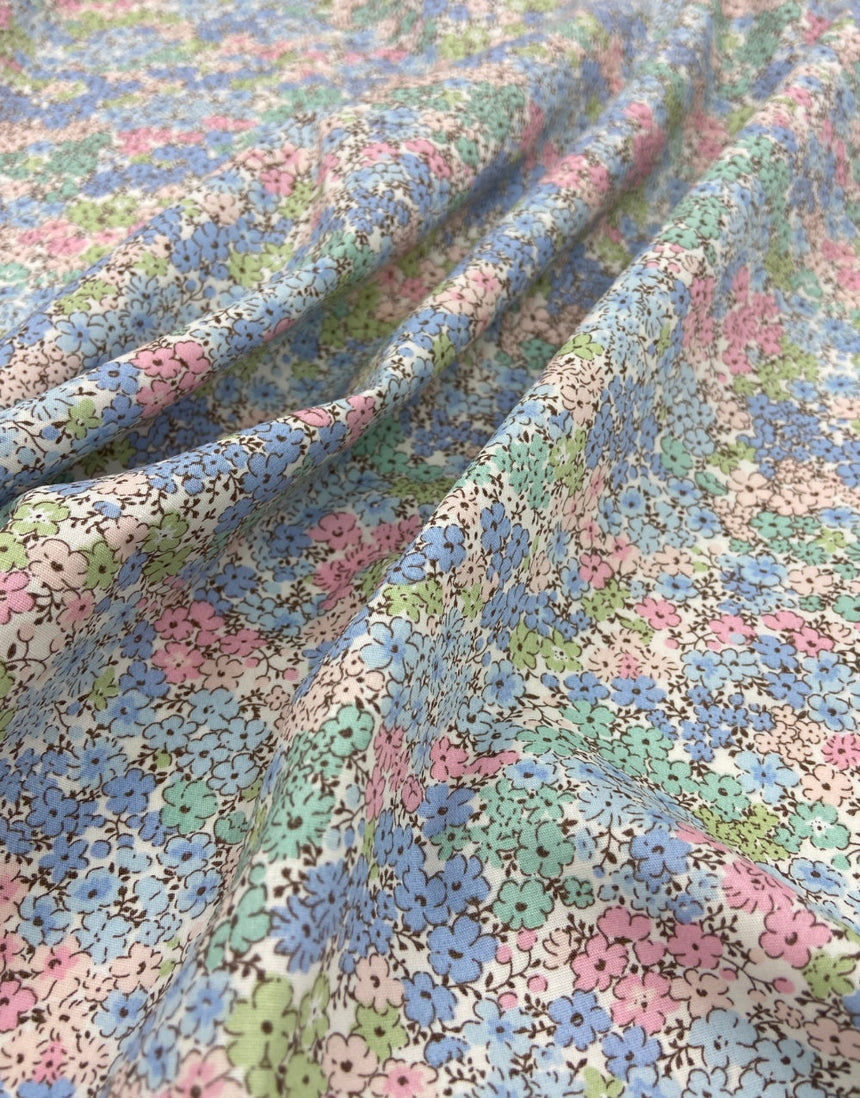 Pastel Meadow Ditsy Cotton Poplin Fabric