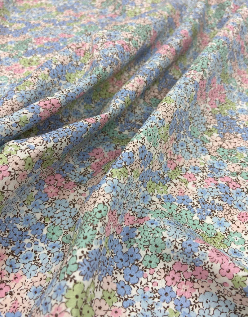 Remnant 90cm - Pastel Meadow Ditsy Cotton Poplin Fabric8.5