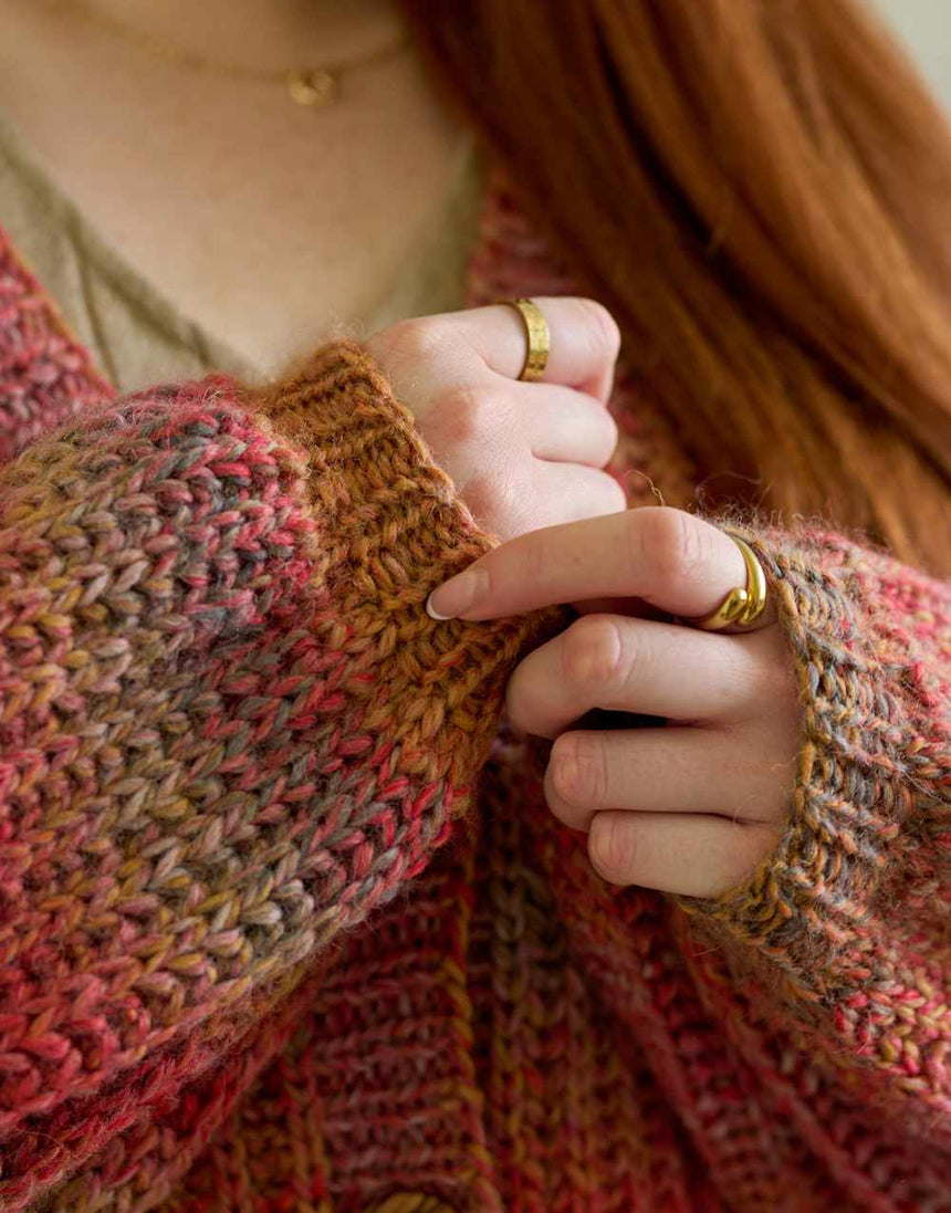 Thora Cardigan Knitting Pattern for Retreat Twist Chunky Yarn, Chloe Birch