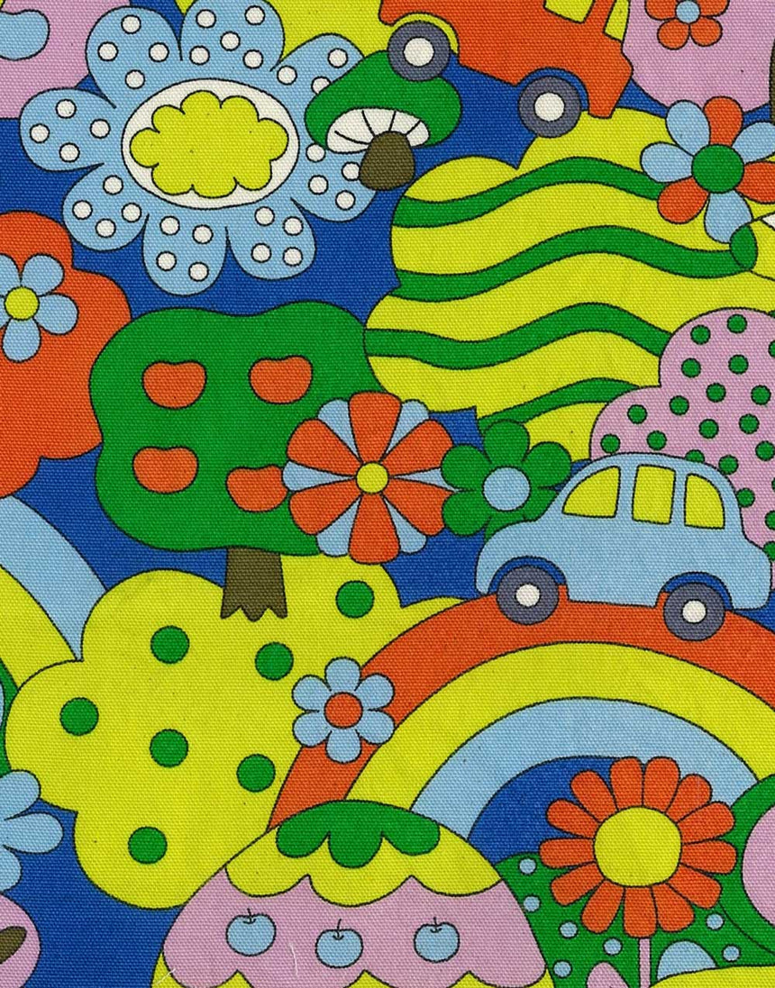 Primary Retro School Japanese Cotton Linen Fabric, Kokka