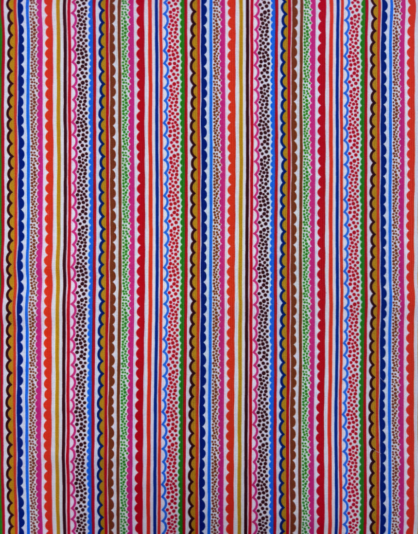 Ecru Ziggy Quilting Cotton Fabric, Primavera by Sholto Drumlanrig Thread & Ink Studio