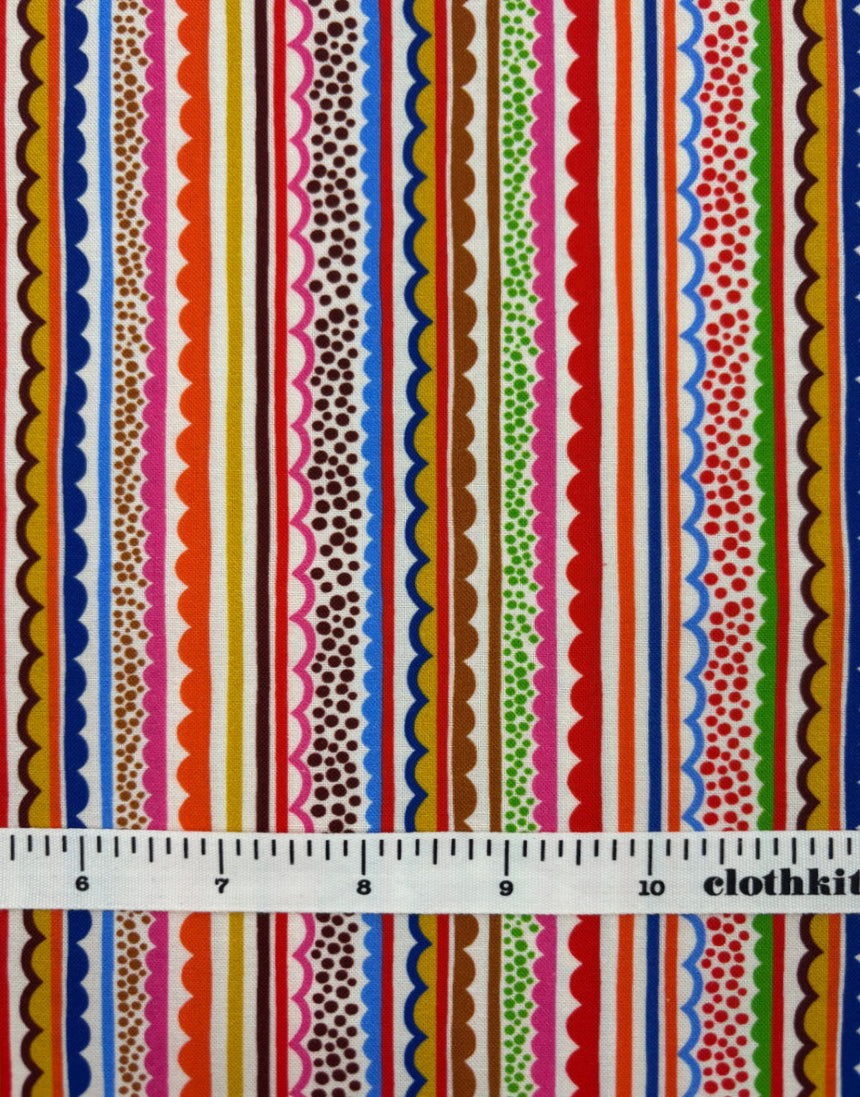 Navy Ziggy Quilting Cotton Fabric, Primavera by Sholto Drumlanrig Thread & Ink Studio