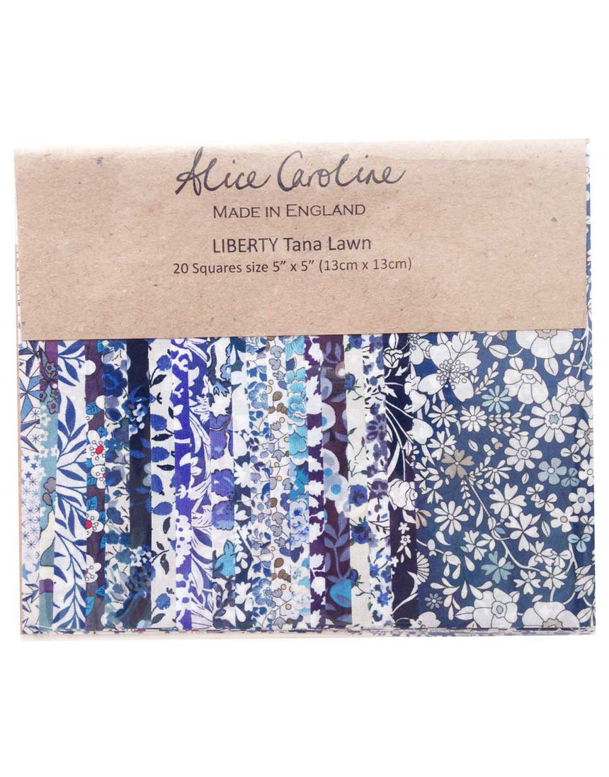 Shades of Blue Liberty Tana Lawn 5″ Charm Squares, 20 Pieces