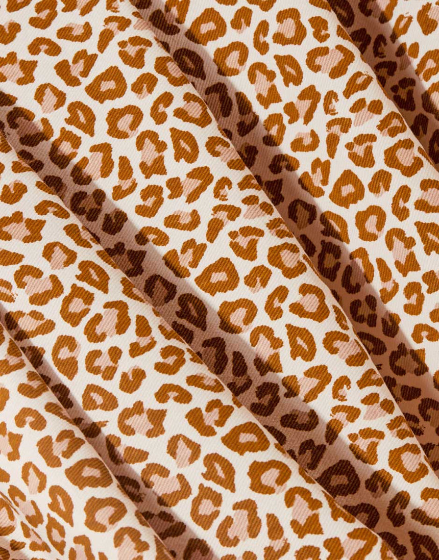 Leony Leopard Print Cotton Gabardine Twill Fabric, Atelier Brunette