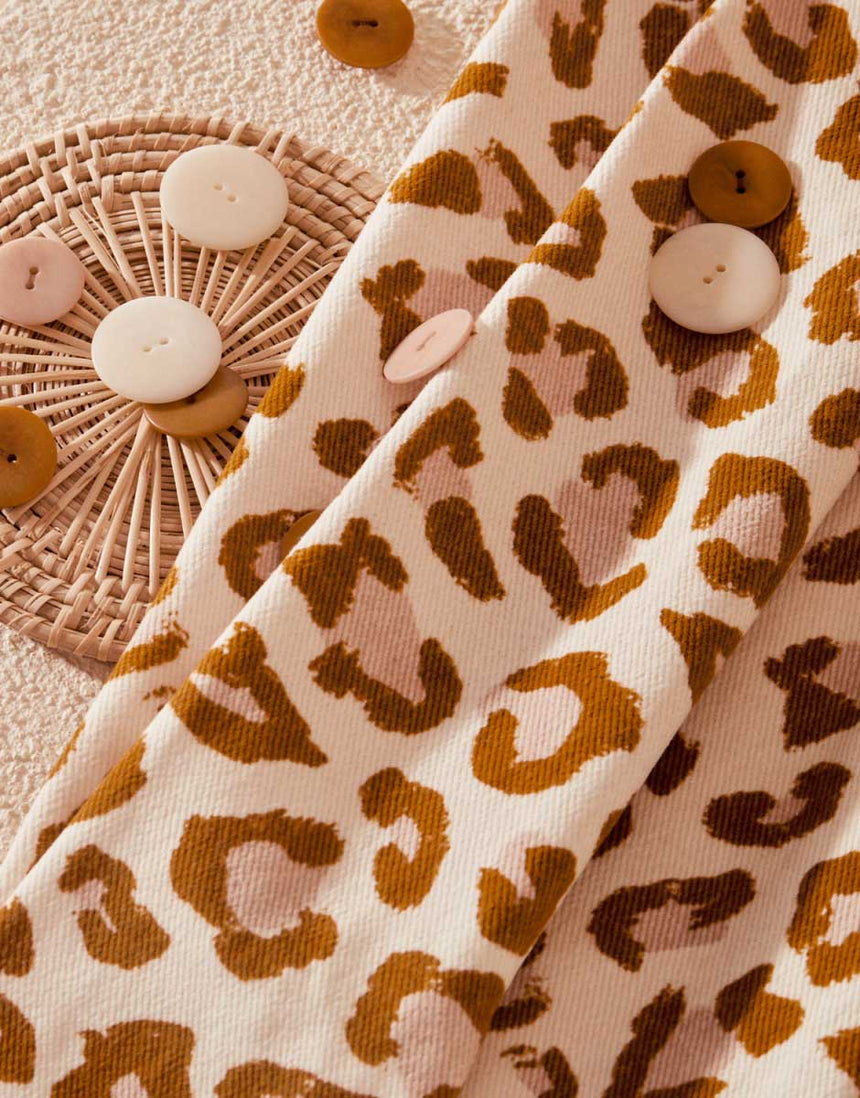 Remnant 70cm - Large Leony Leopard Print Gabardine Cotton Fabric, Atelier Brunette